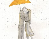 Romance in the Rain Archival Watercolor Print