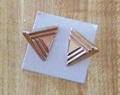 Vintage Earrings Goldtone Geometric Triangular Shaped Pierced