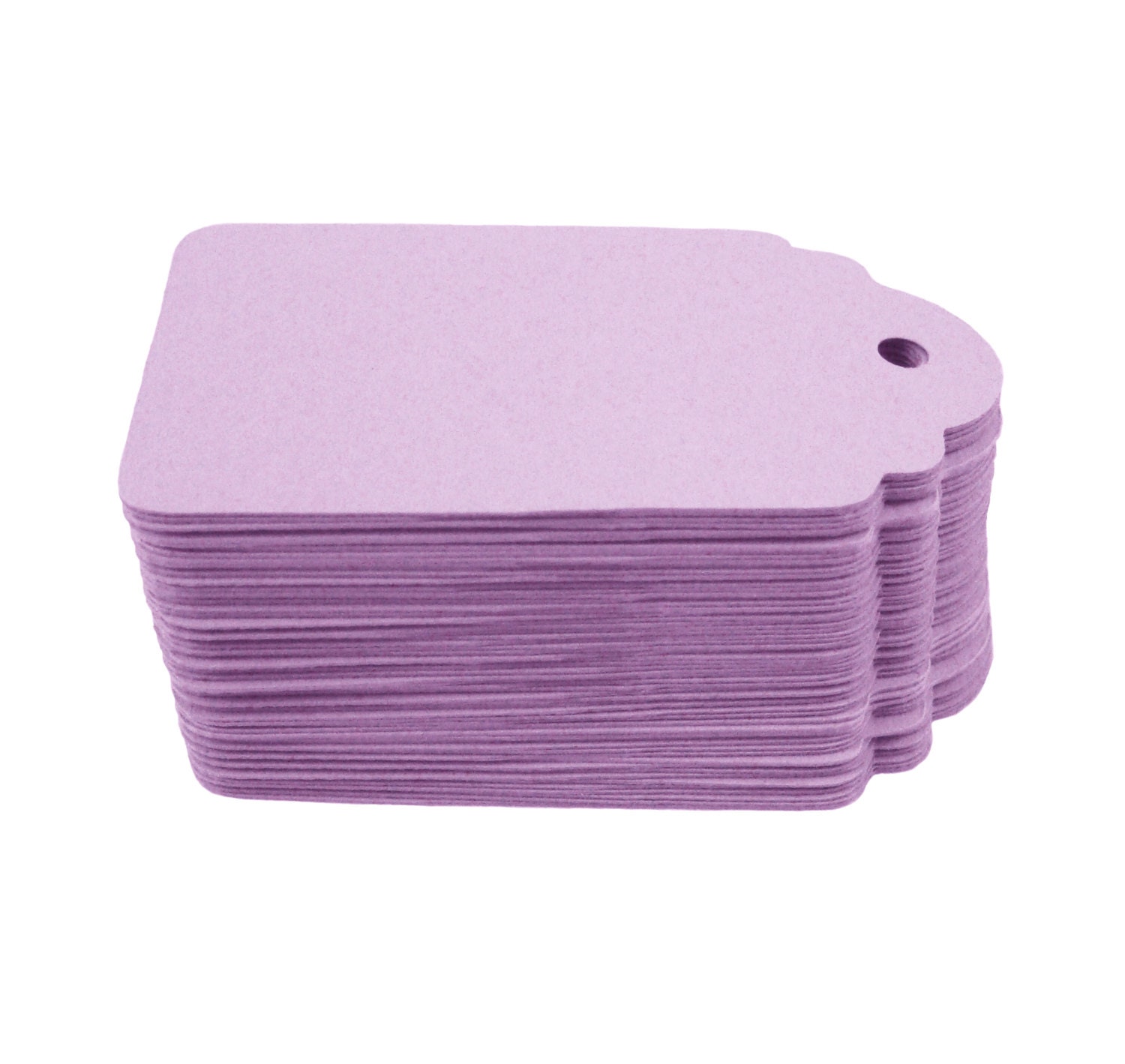 Lavender Scallop Paper Cardstock Hang Tags - Set of 50 SMALL SIZE 2" x 1 1/8"- Favor Tag - Wedding - Gift Tag - Shower - Price Tag