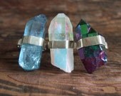 Aura Quartz Sterling Silver Band Ring