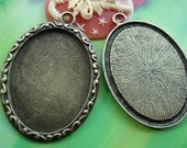 4 pcs Antique Bronze victorian Oval Cameo Cabochon Base Settings inner 30x40mm G971222