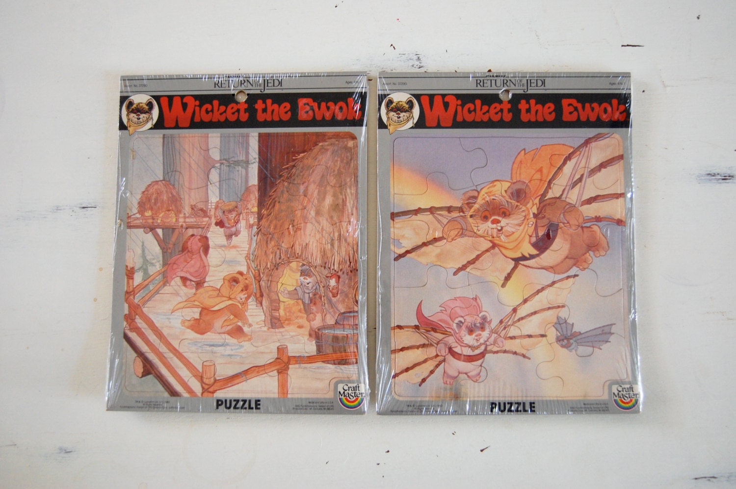 Vintage Star Wars Return of the Jedi Wicket the Ewok Puzzles Set of Two