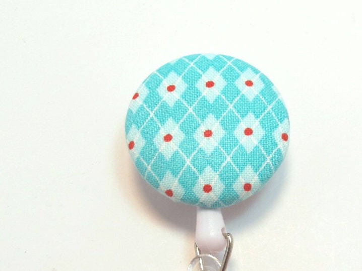 Teal and Red Name Badge Reel  - Cute Name Badge - id Holder  - Name Tag - Retractable id Holder - Security Badge Reel - Nurse Teacher DR