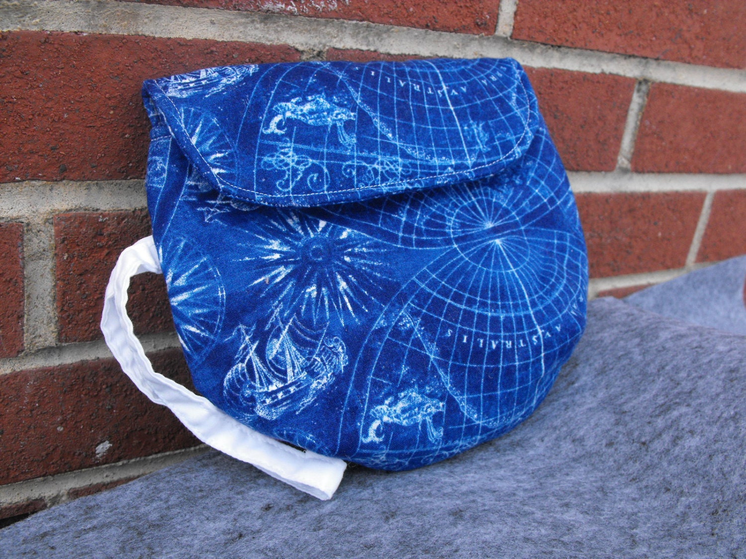 Camera Case - blue map fabric