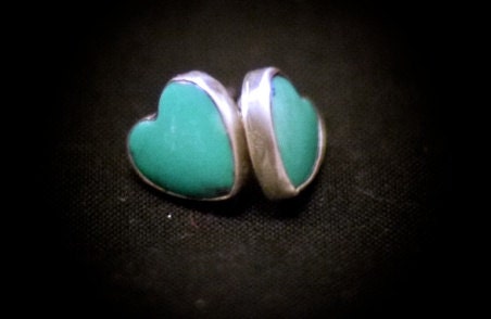 Heart Shaped Kingman Turquoise Earrings