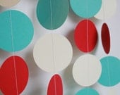 Birthday Party Garland. Red, Aqua and Ivory . Birthday Party Decoration Il_170x135