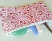 Fabric Cosmetic Bag Pink Leopard Print