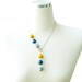 Genuine Leather Ball Necklace - Yellow/Peacock Blue