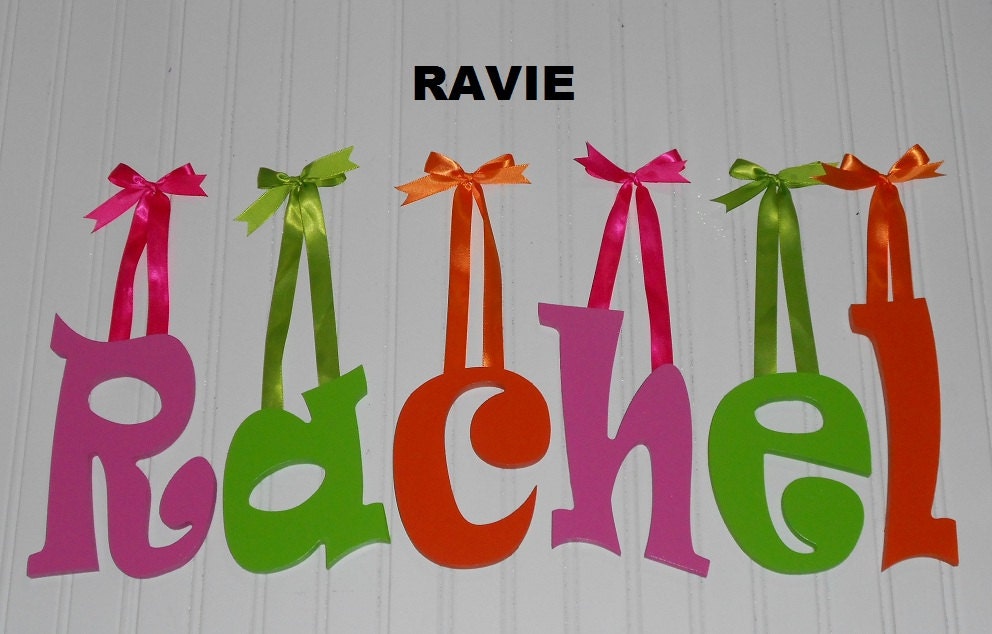 SALE 3.00 per letter :) 8" Size Painted Wall Letters Wooden (8.00 shipping on entire order) Ravie Font Gifts and Decor
