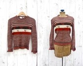 1970s space dye sweater / vintage 70s shirt / space dye folk top