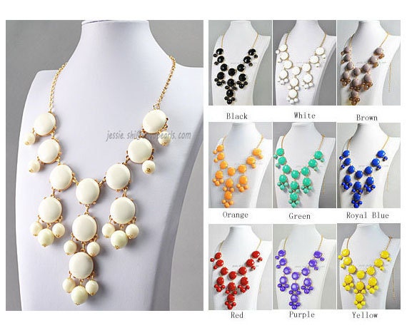Cream Bubble Necklace, Ivory Bubble Necklace, 2013 Bubble Jewelry (Fn0508-M-Cream)