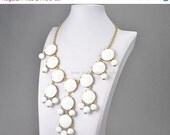 White Bubble Bib Necklace, Bubble Necklace, Bubble Jewelry, Bright White Necklace (FN0508-F-Pure White)