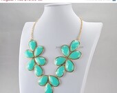 Lake Blue Resin Jewelry, Drop Shape Necklace, Acid Blue Bubble Necklace (FN0621-Lake Blue)
