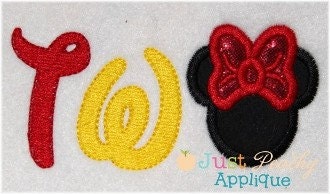 Mouse Head Two Girl 2nd Second Birthday Mouse Machine Embroidery Applique Design Plus 1 Free Design of Your Choice NEW Instant Downloads