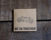 Valentine Card - Note Cards - Gift Cards - We Go Together - Tandem Bicycle - Love - Blank Mini Note Card - Simple - Paper Goods - Handmade