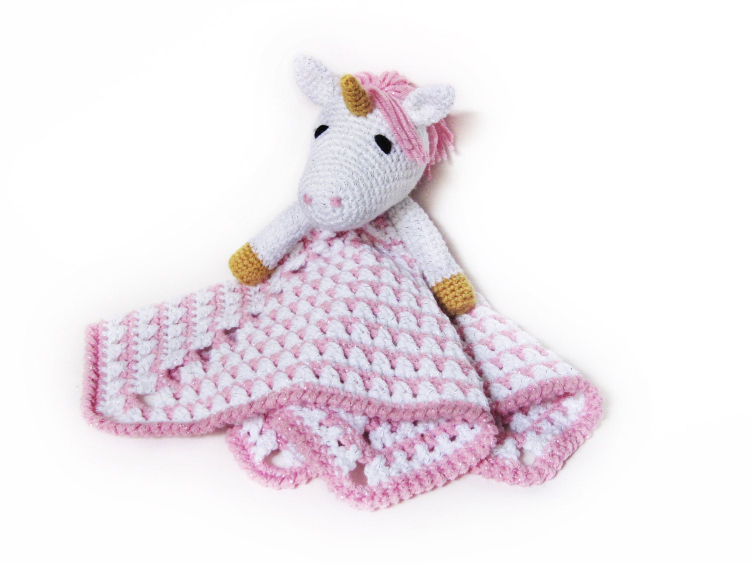 Unicorn Lovey CROCHET PATTERN instant download - blankey, blankie, security blanket