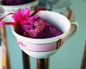 Teacup Bird Feeder with Vintage Pink and Gold Cup