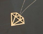 Gold Diamond Necklace, Diamond pendant, Diamond Charm- Ready to Ship