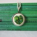 Embroidered pendant jewellery, green heart french knots, handmade necklace, hand stitched pendant frame, love heart jewelry