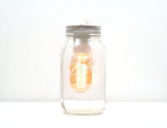 Mason Jar Lamp I- Rustic Lighting, Mason Jar Lighting, Table Lamp, Edison Bulb