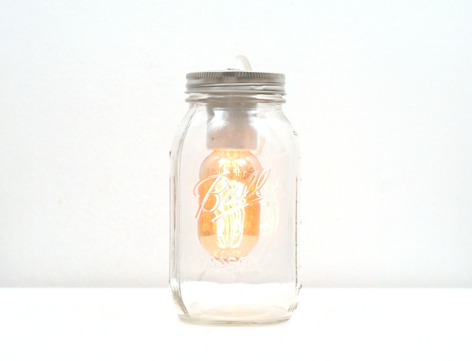 Mason Jar Lamp I- Rustic Lighting, Mason Jar Lighting, Table Lamp, Edison Bulb