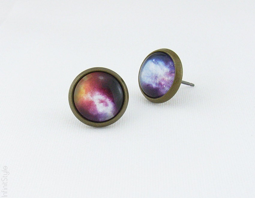 Cosmic Galaxy Stud Earrings - Space Jewelry