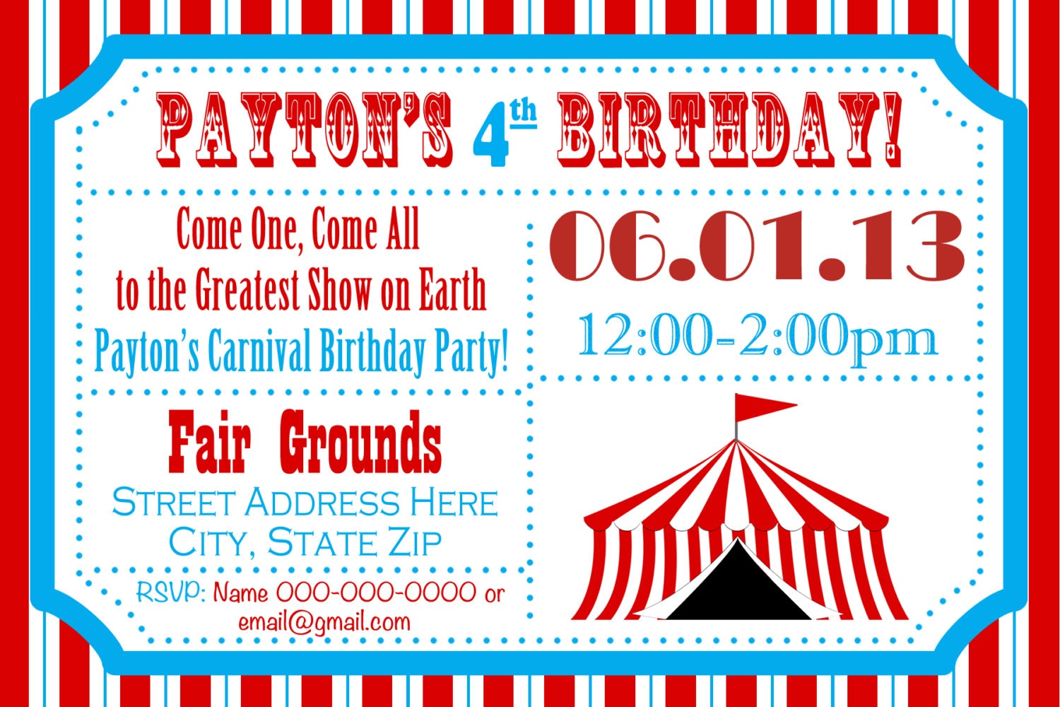 Carnival Circus Birthday Party Signs Games Printable DIY Large Yard Signs (digital version) PDF (112 Signs included)