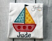 Summer sailboat shirt or onesie. Personalized Name. Baby boy tshirt or onesie. Little Sailor, Nautical Baby Shower.