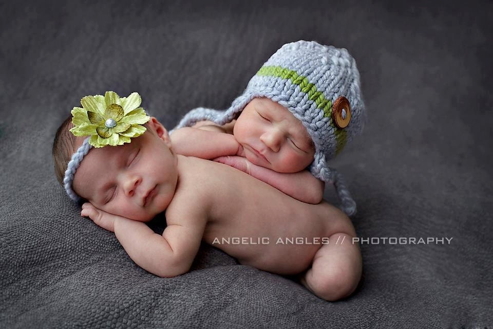 gray grass twins baby boy girl knitted beanie hat ear flaps headband, twins photo prop,newborn photography prop,baby shower gift
