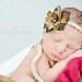 set of two twin baby girl knitted halo headband wrath tan cream brown flower-newborn photography prop or everyday use-baby shower gift