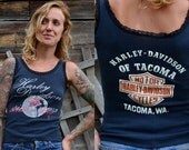 Vintage 80's Rose Harlett & Lace Harley Davidson Biker Babe 50/50 Poly Blend Tank Top