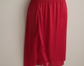 Vintage Red Slip lace hem Vanity Fair M