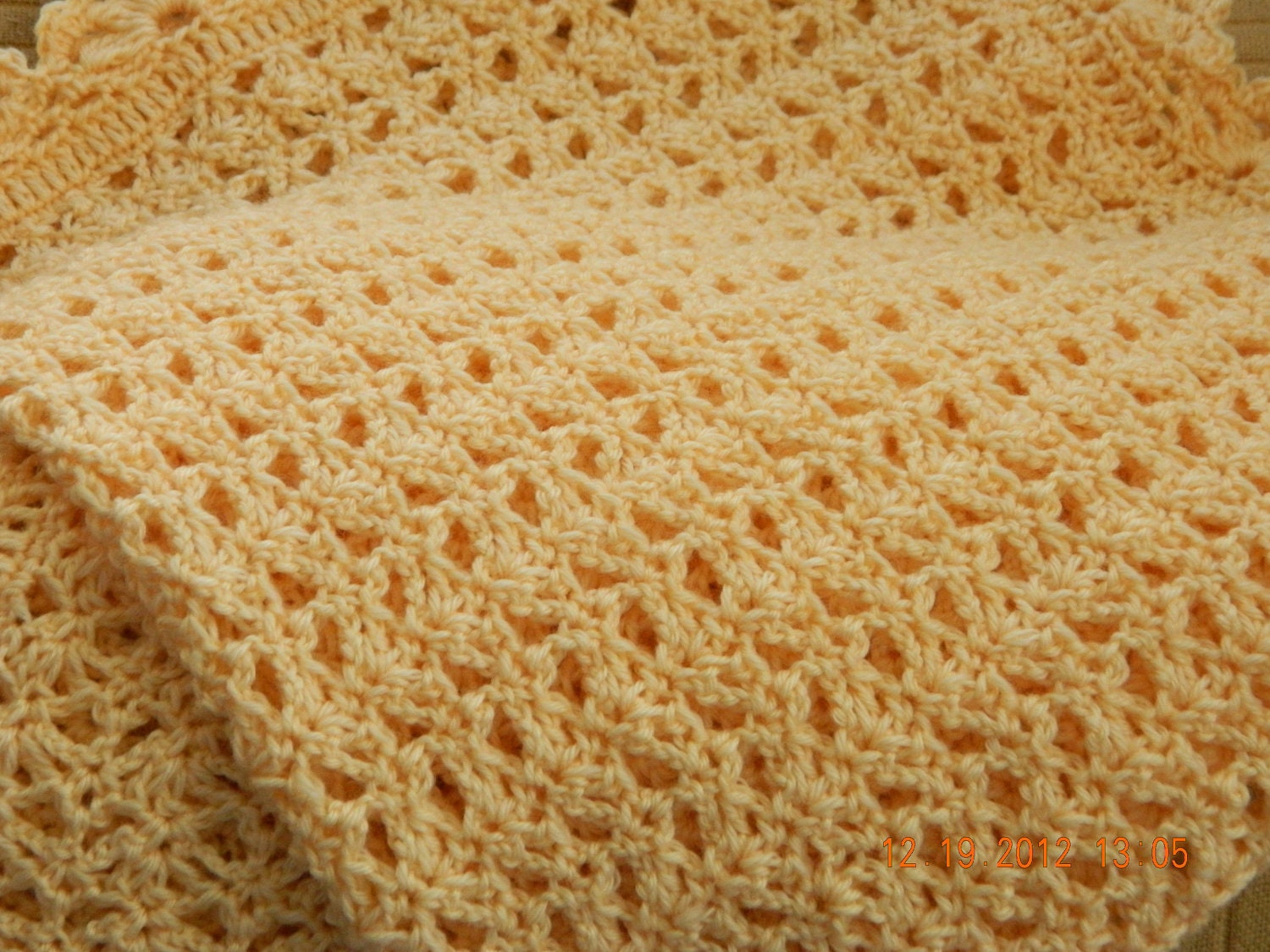 Soft Peach Custom hand crocheted baby blanket, excellent for blankie/stroller/Newborn/Baby Shower/Free Shipping