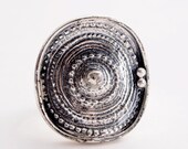 Modernist Jorma Laine Silver Bronze Sombrero Ring Scandinavian Nordic Statement Sculptural 1960s