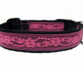 Black and Pink Lace Dog or Cat collar (hot pink, black, pink) Shabby Chic, Victorian, Steampunk