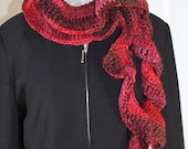 Women - Ruffled Scarf - Reds