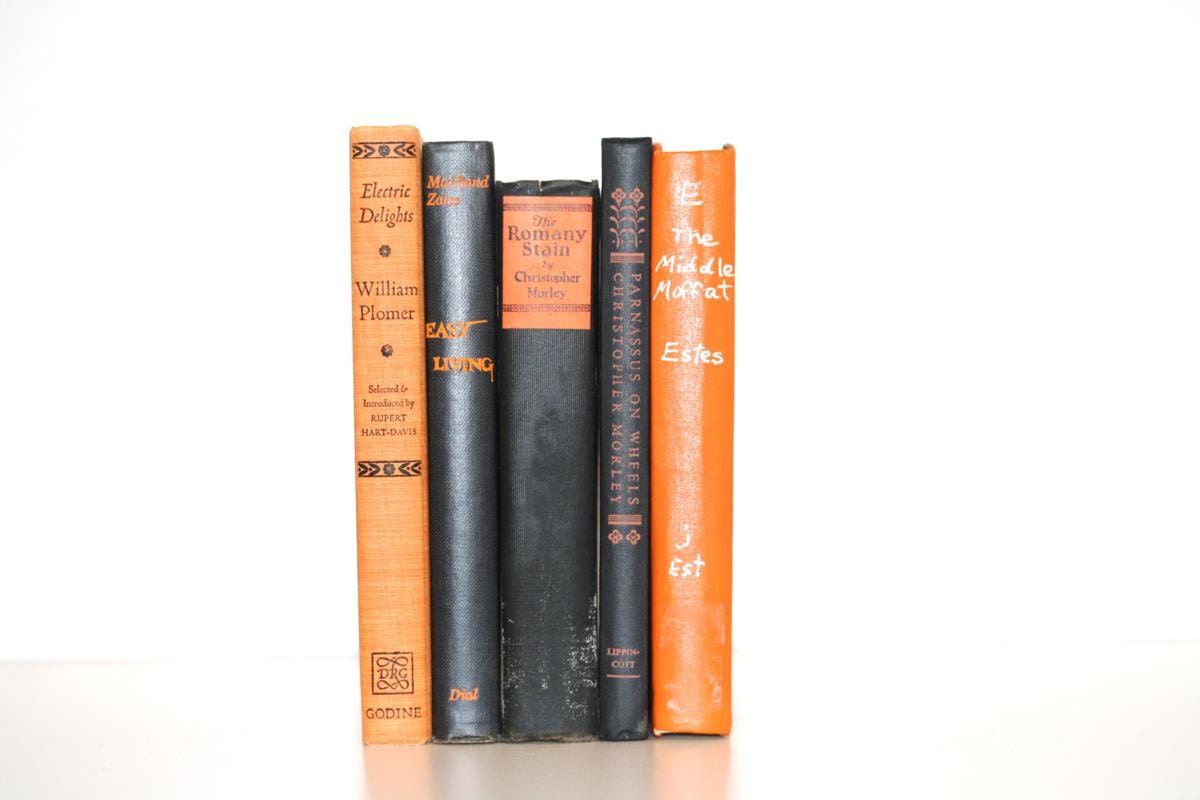 Vintage Orange Black 5 Book Collection Interior Design Vintage Book decor