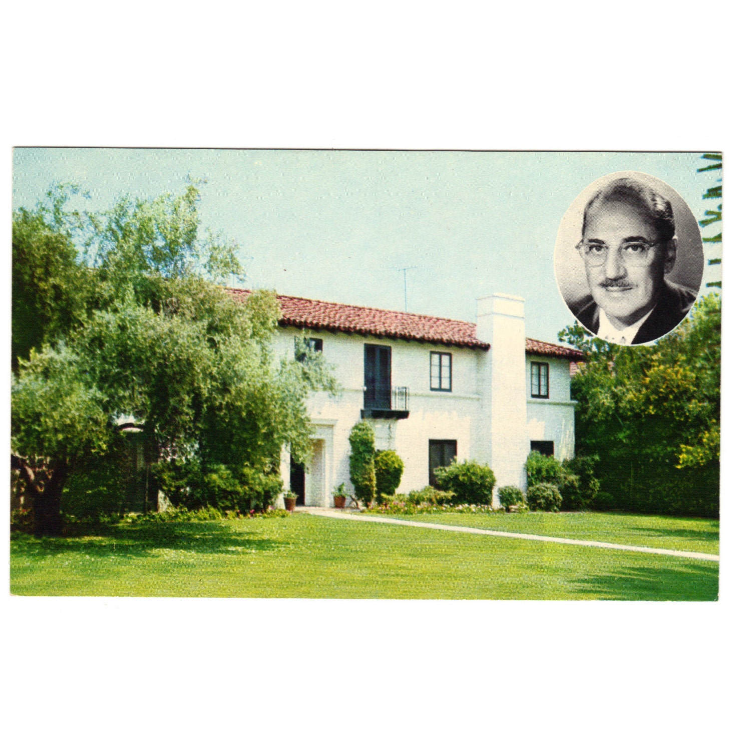 Groucho Marx celebrity home postcard, Bevery Hills, circa 1950s