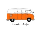 Volkswagen Bus- Choose Your Color- 5x7 Illustration Print