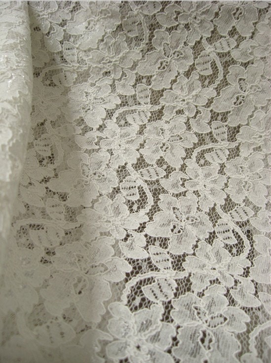 Off White Bridal Gown Lace Fabric with Textured Floral Patterns