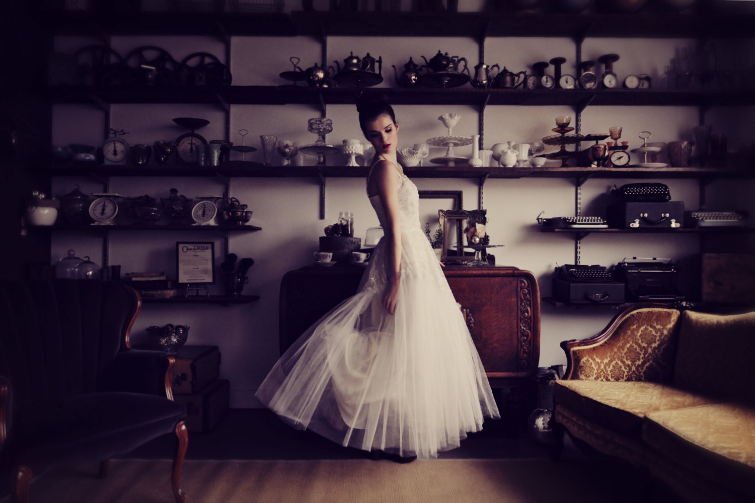 1950's Crinoline Wedding Dress Full Skirt and Sequinned