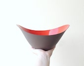 Vintage Krenit Style Enamel Bowl - Scandinavian, Red Orange
