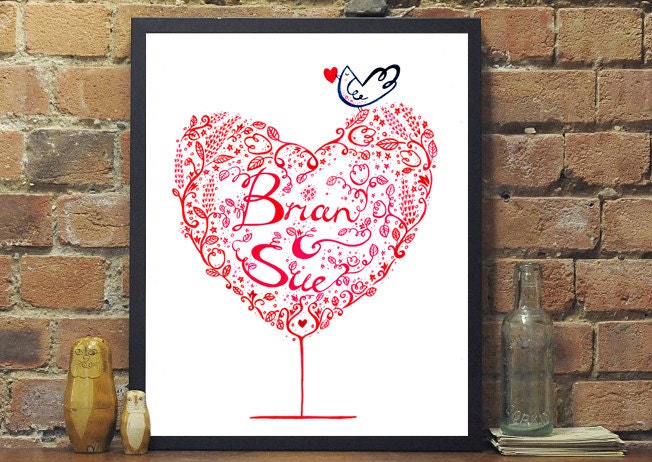 Personalised Wedding, Engagement, Anniversary or Christening print