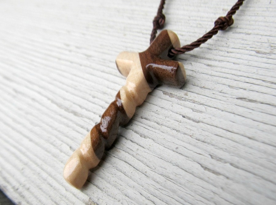 Men's Cross Pendant - Walnut & Maple - Necklaces for Men