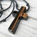 Men's Cross Necklace - African Wenge & Zebrawood - Wood Cross Jewelry