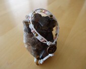 Leather Wrap Semi-Precious Cherry/Snow Quartz Bracelet "Peach"