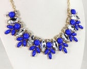 Royal blue Bubble Bib Necklace, Handmade Bubble Jewelry Bib Necklace Statement Necklace(621-Royal )