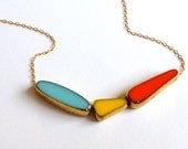 In Flight Necklace // blue, yellow, orange mid century jewelry // LilahV