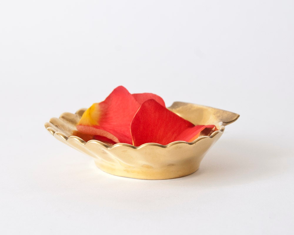 Gold Shell Trinket Dish-Pickard China- Rose and Daisy Pattern