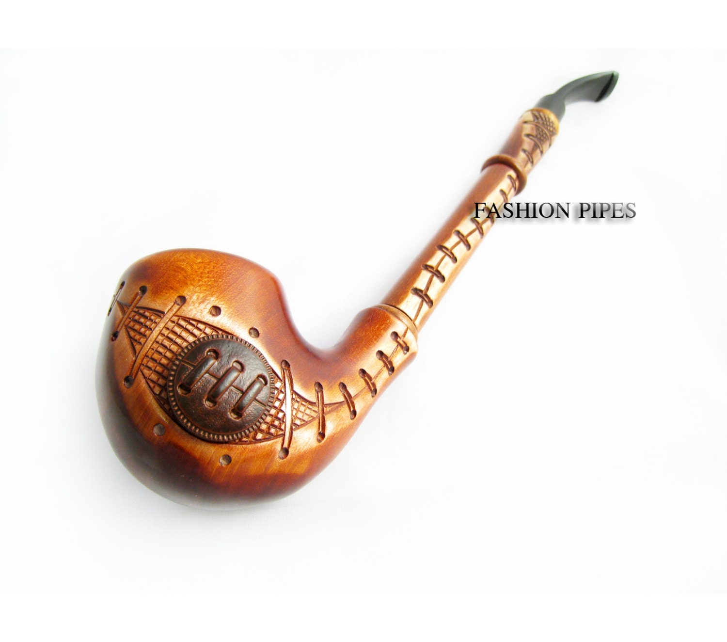 Fashion Style Wooden Tobacco Pipe Decorated Long 11.5''  Tobacco Pipe Smoking Pipe Engraved FRANKENSTEIN STYLE. HANDCARVED , Limited Edition